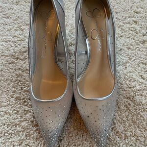 Jessica Simpson Sparkling Silver Heels